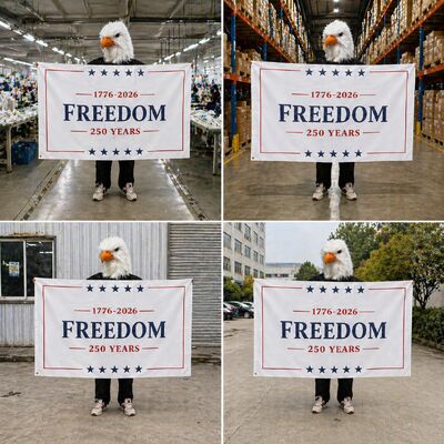 Patriotic Bald Eagle Mask & 1776-2026 Freedom Flag Set